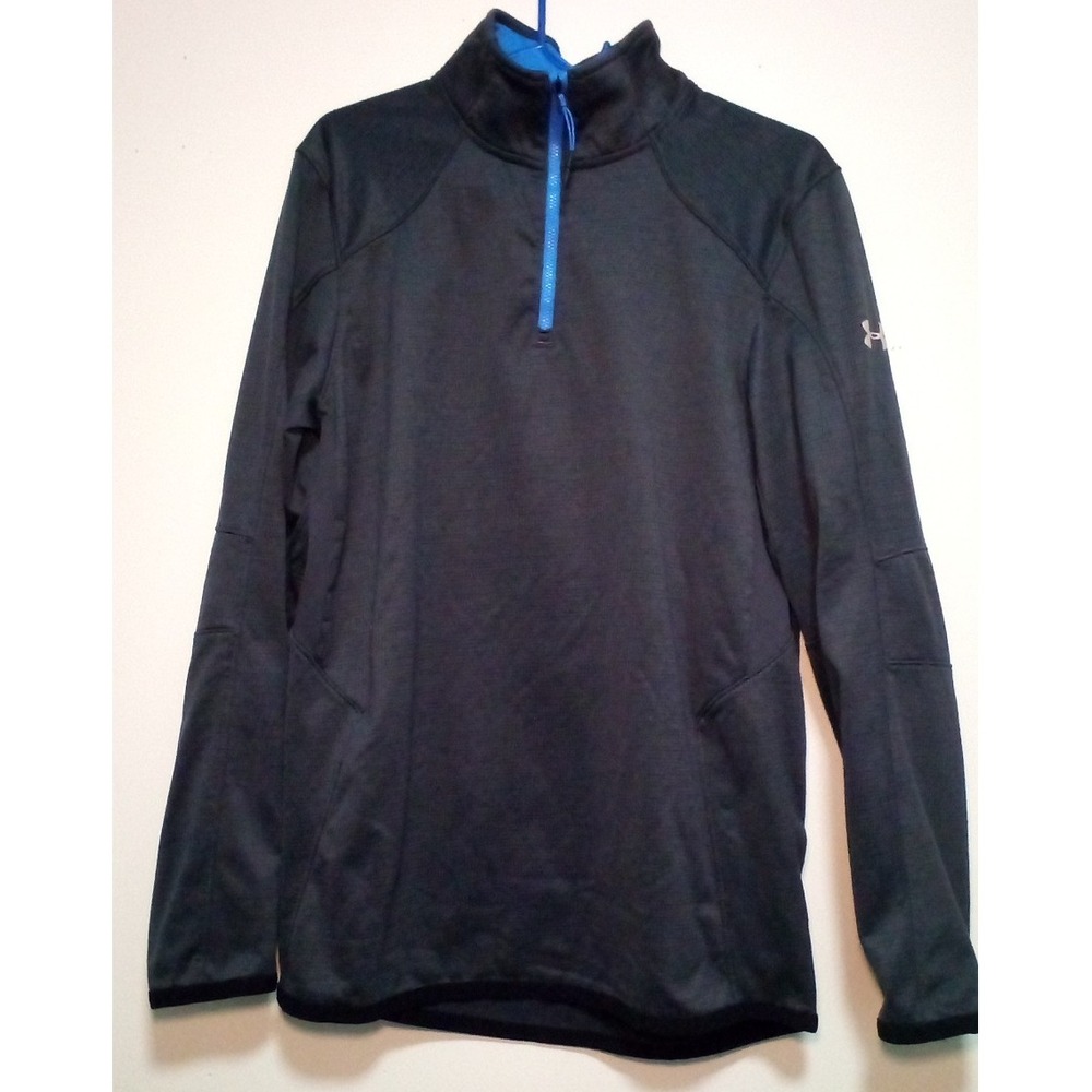 Under Armour 1/4 Zip Sweater Mens M Gray Blue ColdGear Fitted Lined